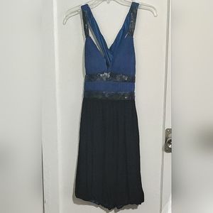 Sue Wong nocturne formal blue and black silk dress w/bead & sequin detail size 4